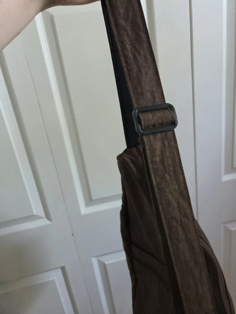 AmeriBag Healthy Sling Back Bag Brown Nylon Canvas Backpack Unisex Made In USA